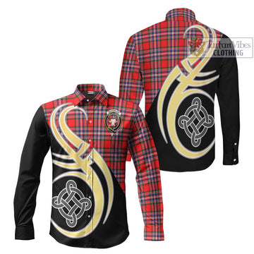 MacFarlane (McFarlane) Tartan Long Sleeve Button Shirt with Family Crest and Celtic Symbol Style