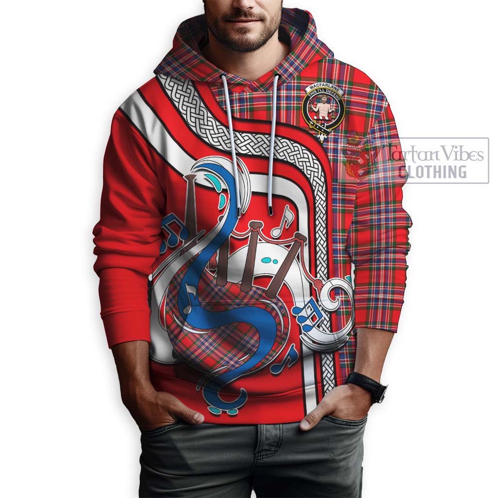 Tartan Vibes Clothing MacFarlane Modern Tartan Hoodie with Epic Bagpipe Style