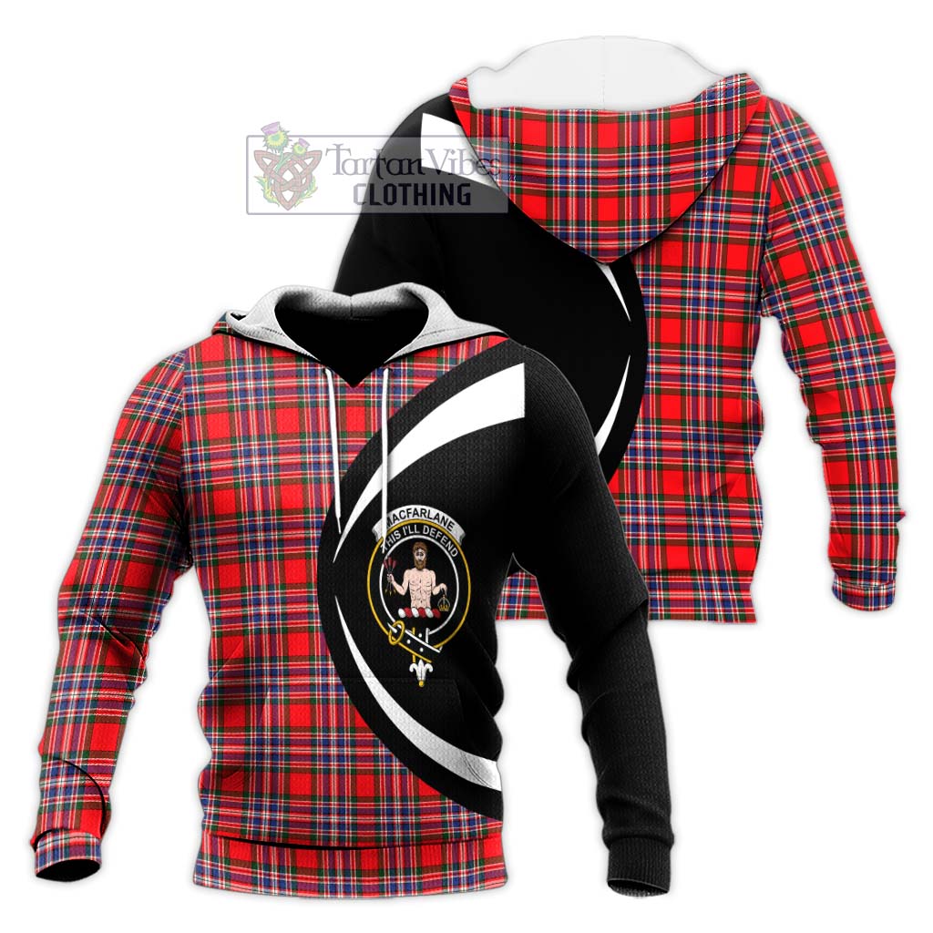 MacFarlane (McFarlane) Tartan Knitted Hoodie with Family Crest Circle Style Unisex Knitted Pullover Hoodie - Tartan Vibes Clothing