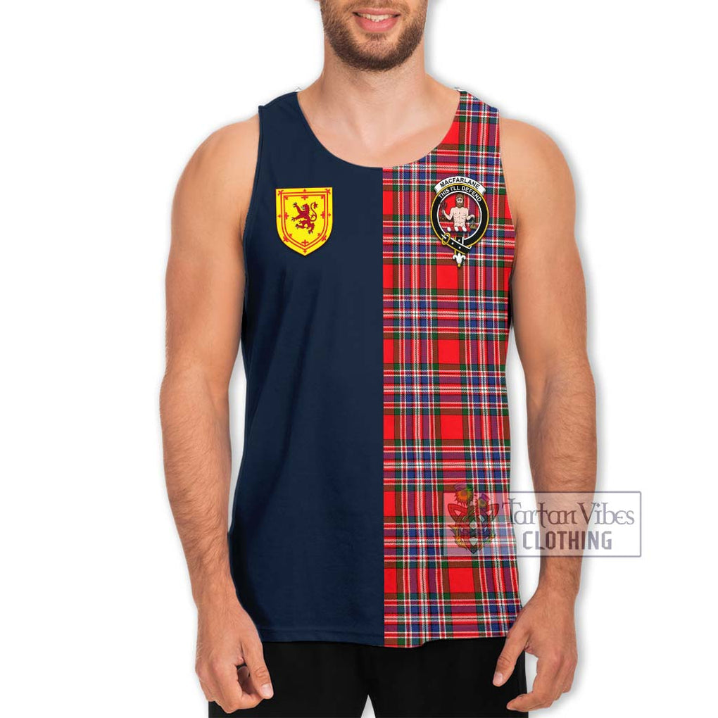 Tartan Vibes Clothing MacFarlane Modern Tartan Men's Tank Top with Scottish Lion Royal Arm Half Style