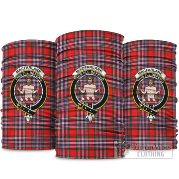 MacFarlane (McFarlane) Tartan Neck Gaiters, Tartan Bandanas, Tartan Head Band with Family Crest