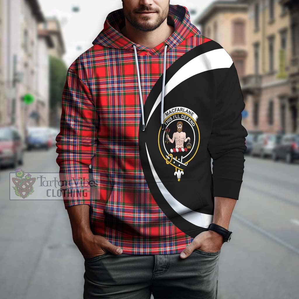 Tartan Vibes Clothing MacFarlane Modern Tartan Hoodie with Family Crest Circle Style