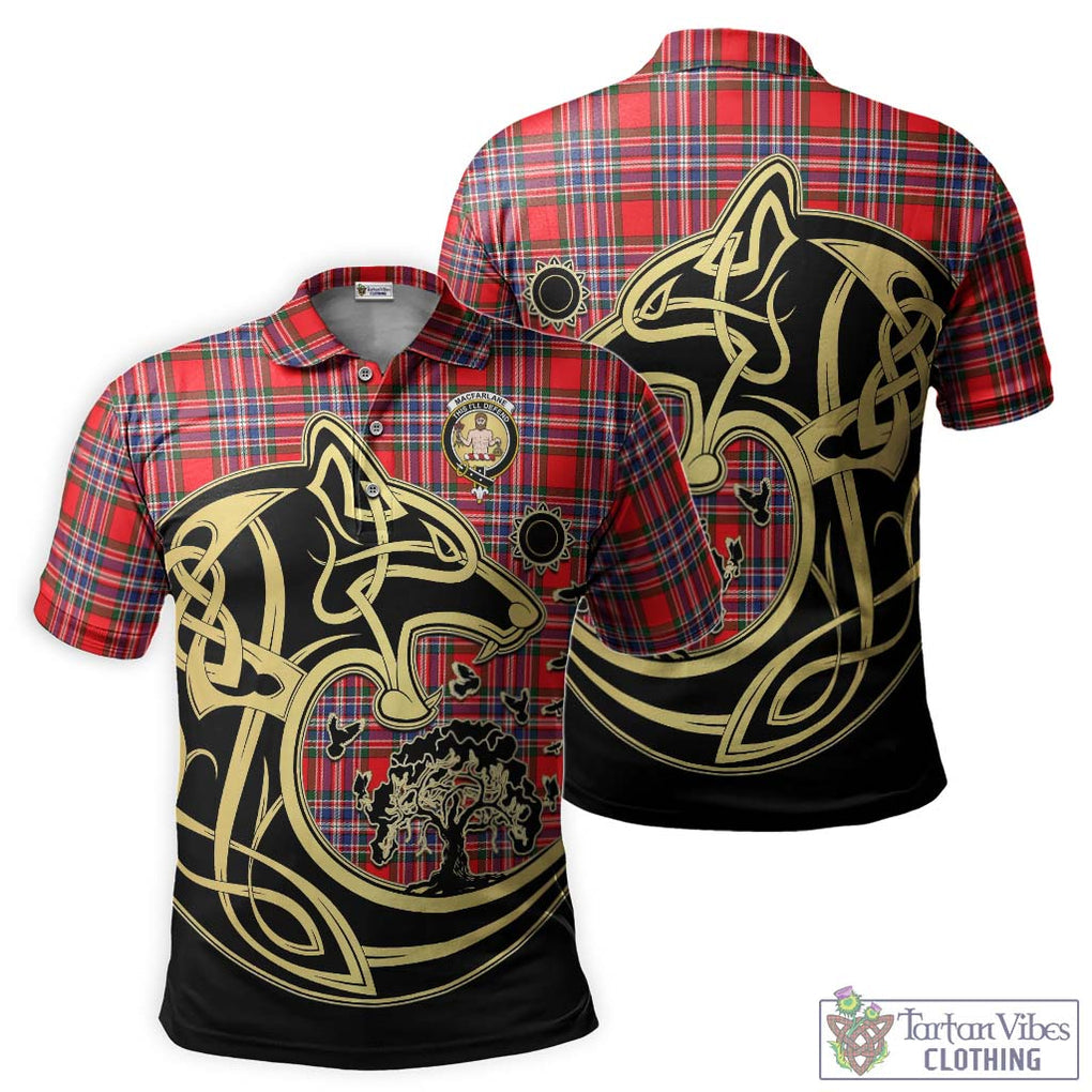MacFarlane (McFarlane) Tartan Polo Shirt with Family Crest Celtic Wolf Style Kid - Tartan Vibes Clothing