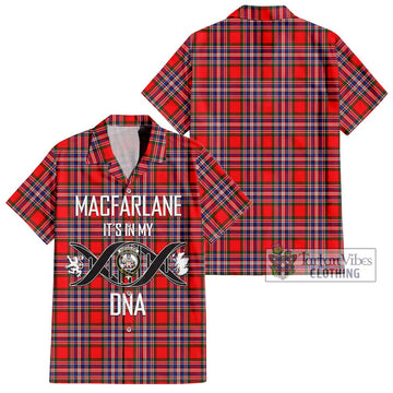 MacFarlane (McFarlane) Tartan Short Sleeve Button Shirt with Family Crest DNA In Me Style