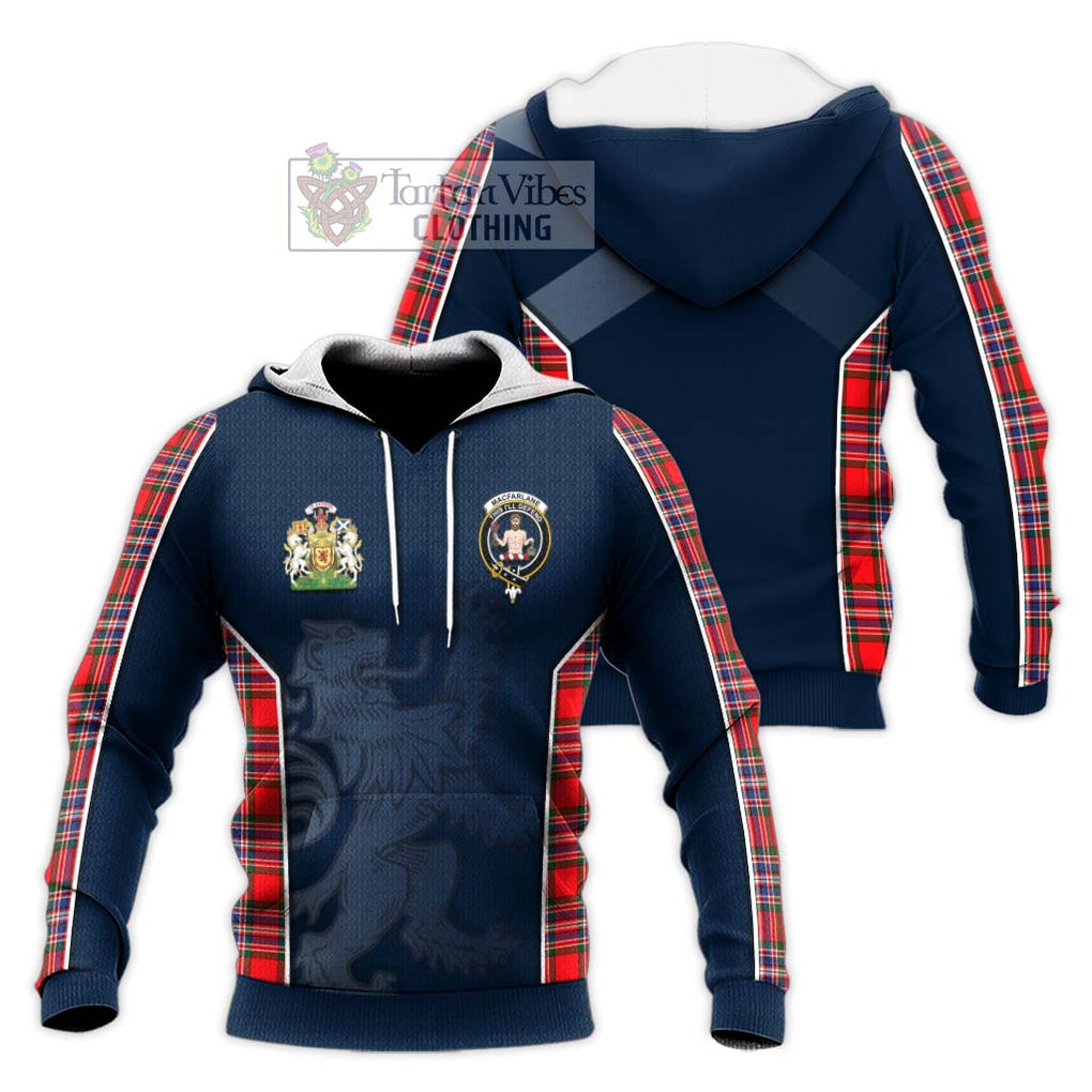 MacFarlane (McFarlane) Tartan Knitted Hoodie with Family Crest and Lion Rampant Vibes Sport Style Unisex Knitted Pullover Hoodie - Tartan Vibes Clothing