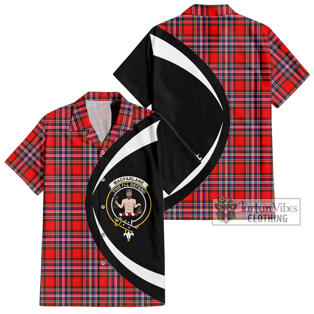 MacFarlane (McFarlane) Tartan Short Sleeve Button Up with Family Crest Circle Style Kid - Tartan Vibes Clothing