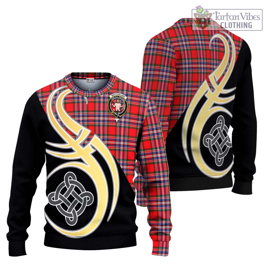 MacFarlane (McFarlane) Tartan Knitted Sweater with Family Crest and Celtic Symbol Style Unisex - Tartan Vibes Clothing