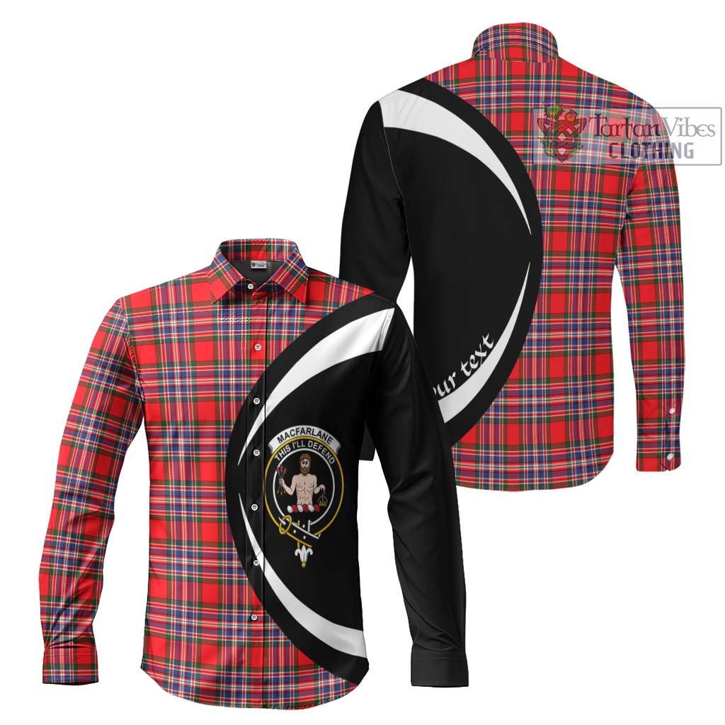 MacFarlane (McFarlane) Tartan Long Sleeve Button Up with Family Crest Circle Style Men's Shirt S - Tartan Vibes Clothing