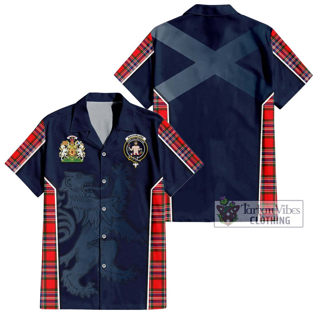 MacFarlane (McFarlane) Tartan Short Sleeve Button Shirt with Family Crest and Lion Rampant Vibes Sport Style Kid - Tartan Vibes Clothing