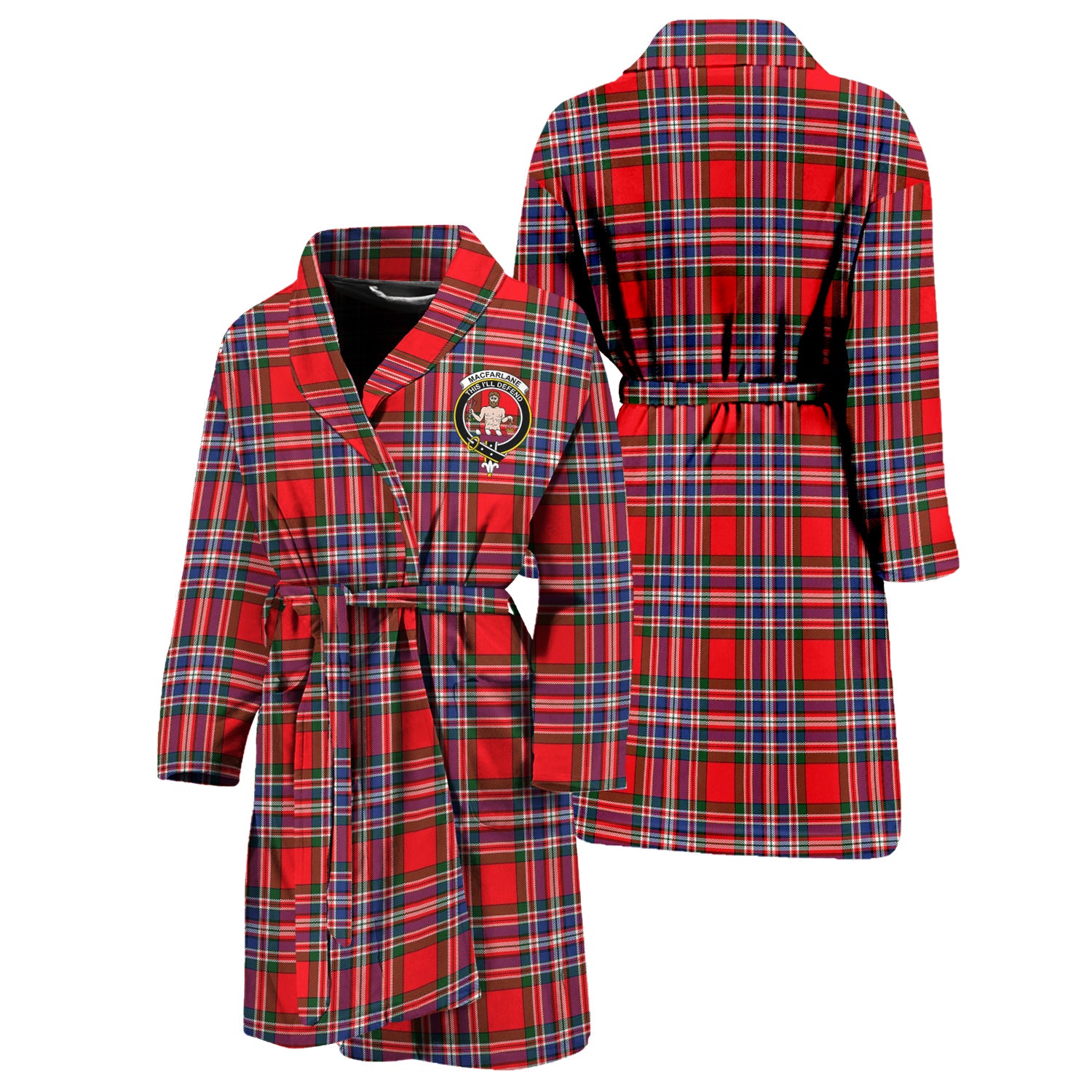 MacFarlane (McFarlane) Tartan Bathrobe with Family Crest Unisex S - Tartan Vibes Clothing