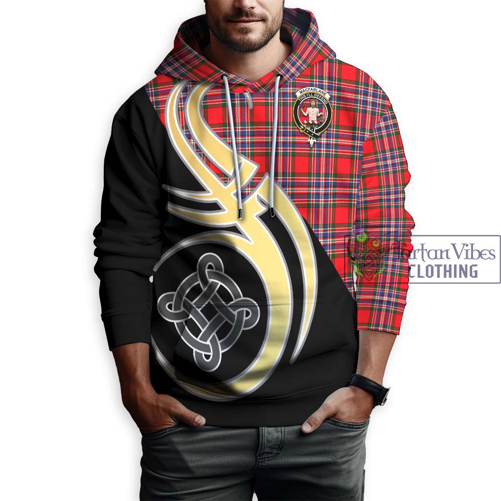 Tartan Vibes Clothing MacFarlane Modern Tartan Hoodie with Family Crest and Celtic Symbol Style