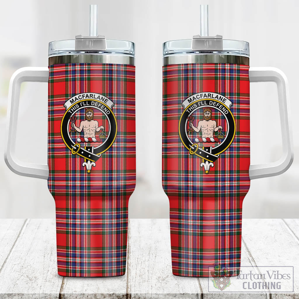 Tartan Vibes Clothing MacFarlane Modern Tartan and Family Crest Tumbler with Handle