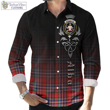 MacFarlane Modern Tartan Long Sleeve Button Up Featuring Alba Gu Brath Family Crest Celtic Inspired