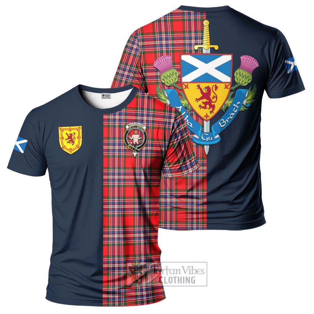 Tartan Vibes Clothing MacFarlane Modern Tartan T-Shirt Alba with Scottish Lion Royal Arm Half Style