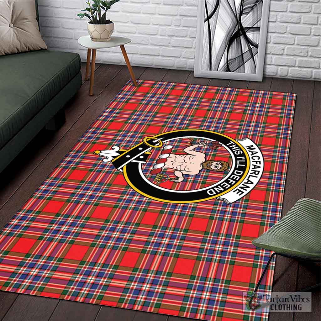 Tartan Vibes Clothing MacFarlane Modern Tartan Area Rug with Family Crest