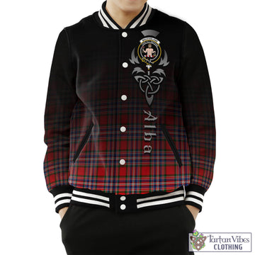 MacFarlane Modern Tartan Baseball Jacket Featuring Alba Gu Brath Family Crest Celtic Inspired