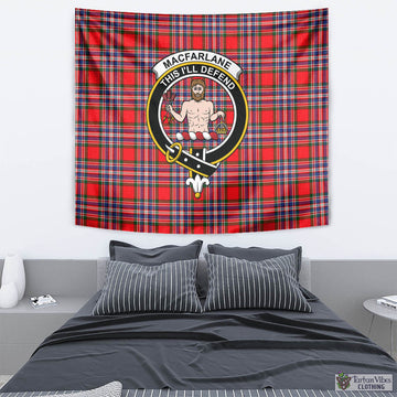 MacFarlane Modern Tartan Tapestry Wall Hanging and Home Decor for Room with Family Crest