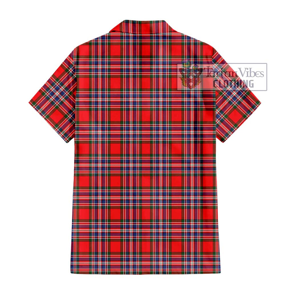 MacFarlane (McFarlane) Tartan Short Sleeve Button Shirt with Family Crest DNA In Me Style - Tartanvibesclothing Shop