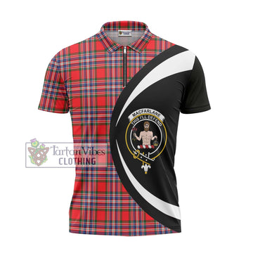 MacFarlane Modern Tartan Zipper Polo Shirt with Family Crest Circle Style