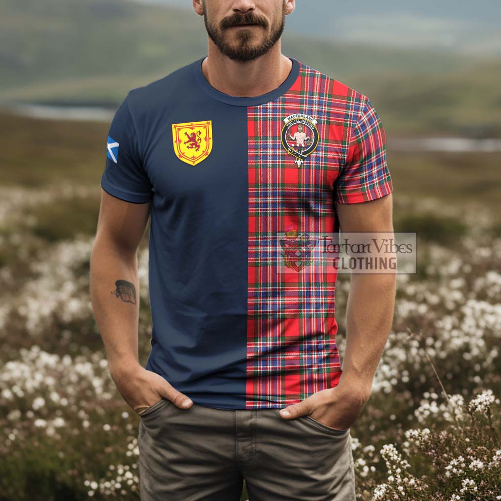 Tartan Vibes Clothing MacFarlane Modern Tartan T-Shirt Alba with Scottish Lion Royal Arm Half Style