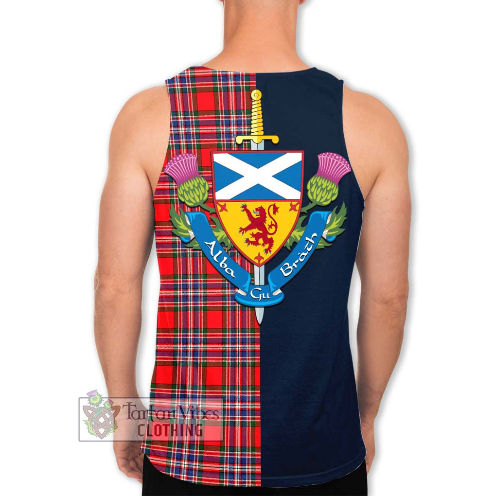 Tartan Vibes Clothing MacFarlane Modern Tartan Men's Tank Top with Scottish Lion Royal Arm Half Style