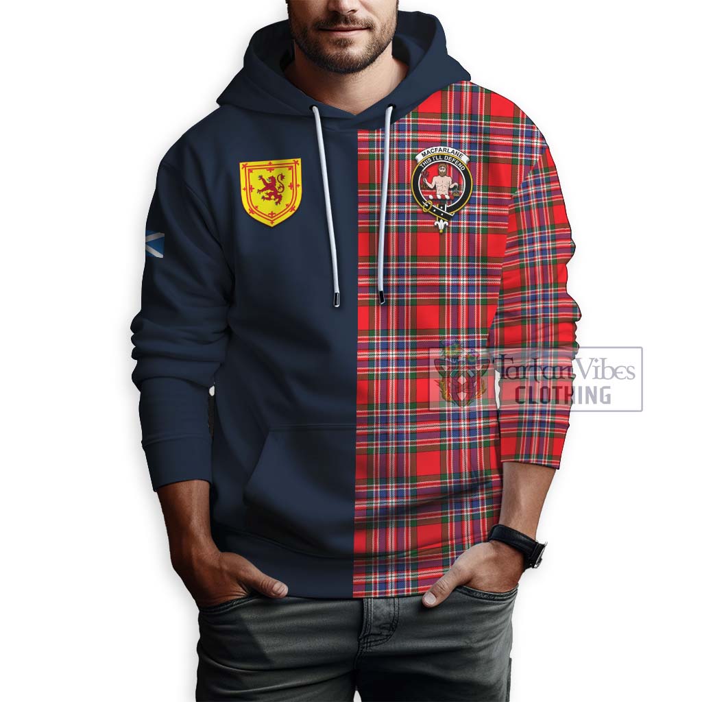 Tartan Vibes Clothing MacFarlane Modern Tartan Hoodie with Scottish Lion Royal Arm Half Style