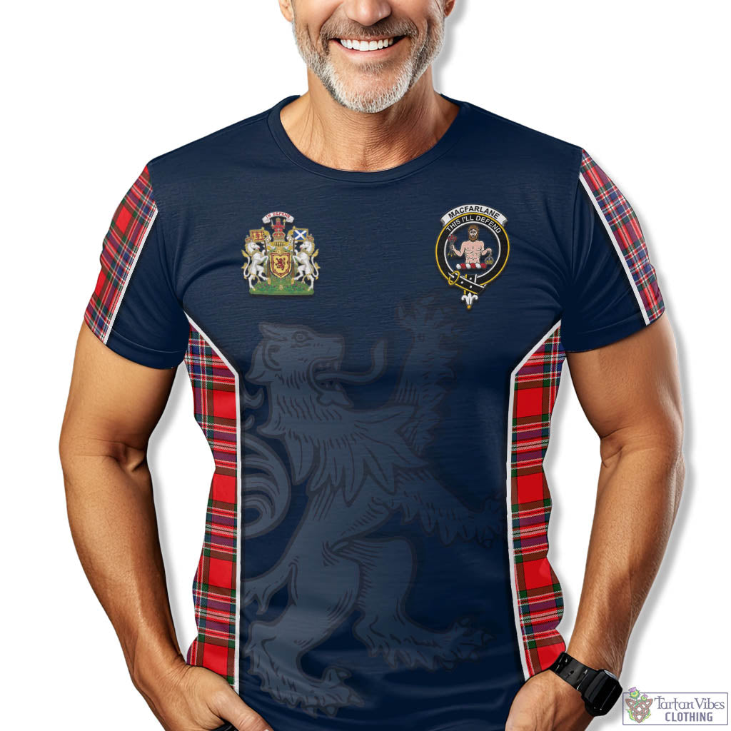 Tartan Vibes Clothing MacFarlane Modern Tartan T-Shirt with Family Crest and Lion Rampant Vibes Sport Style