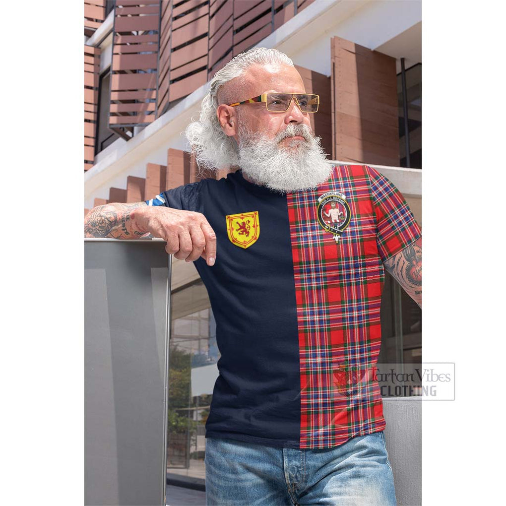 Tartan Vibes Clothing MacFarlane Modern Tartan Cotton T-shirt with Scottish Lion Royal Arm Half Style