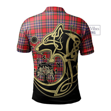 MacFarlane (McFarlane) Tartan Polo Shirt with Family Crest Celtic Wolf Style