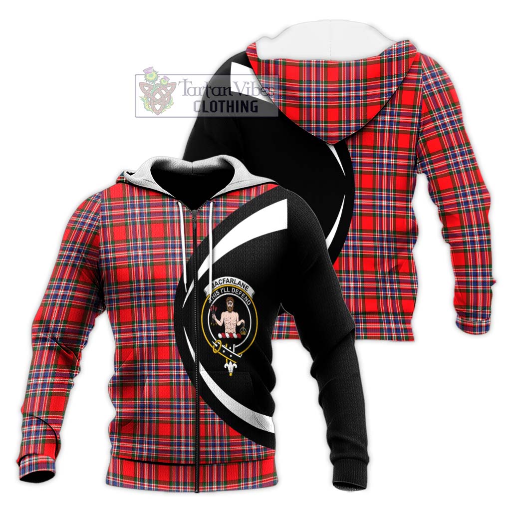 MacFarlane (McFarlane) Tartan Knitted Hoodie with Family Crest Circle Style Unisex Knitted Zip Hoodie - Tartan Vibes Clothing