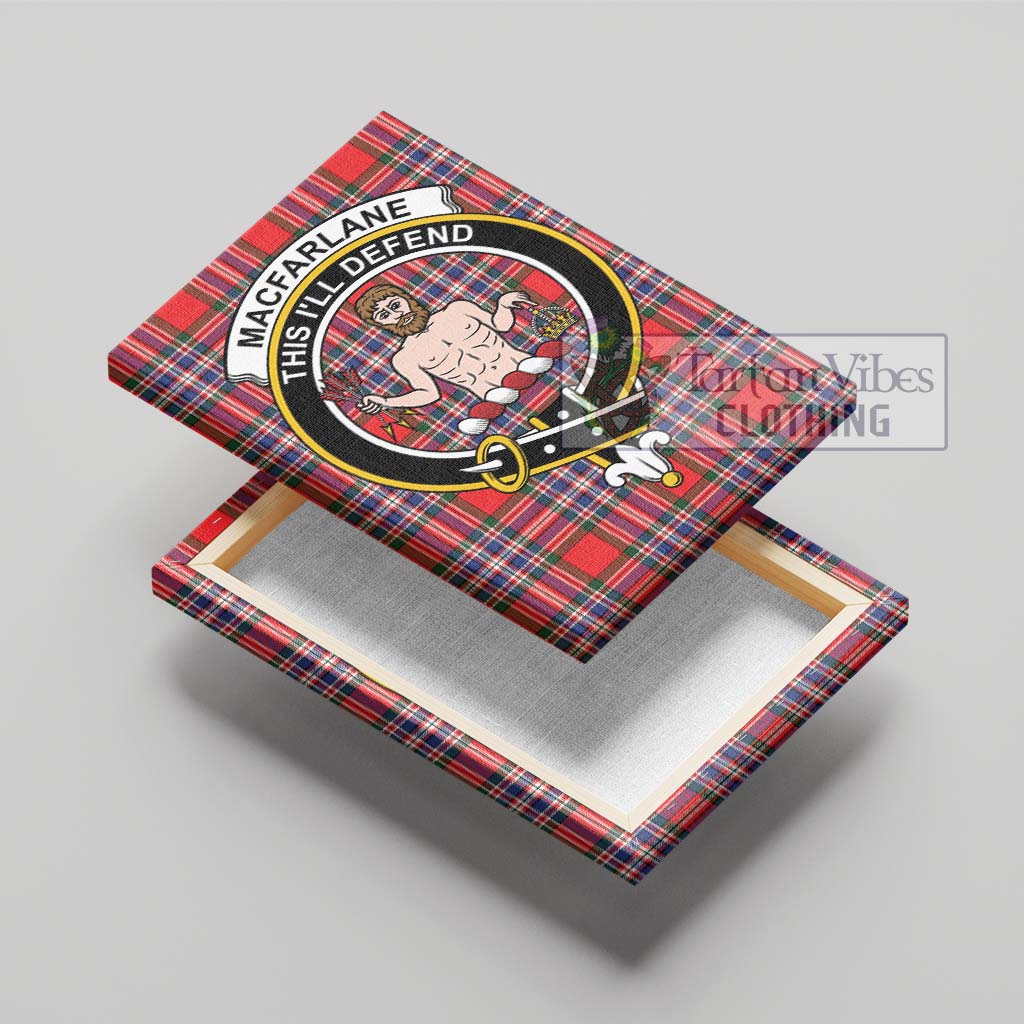 Tartan Vibes Clothing MacFarlane Modern Tartan Canvas Print Wall Art with Family Crest