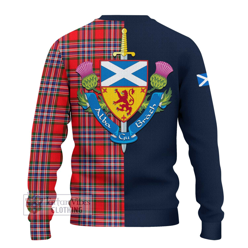 Tartan Vibes Clothing MacFarlane Modern Tartan Knitted Sweater with Scottish Lion Royal Arm Half Style