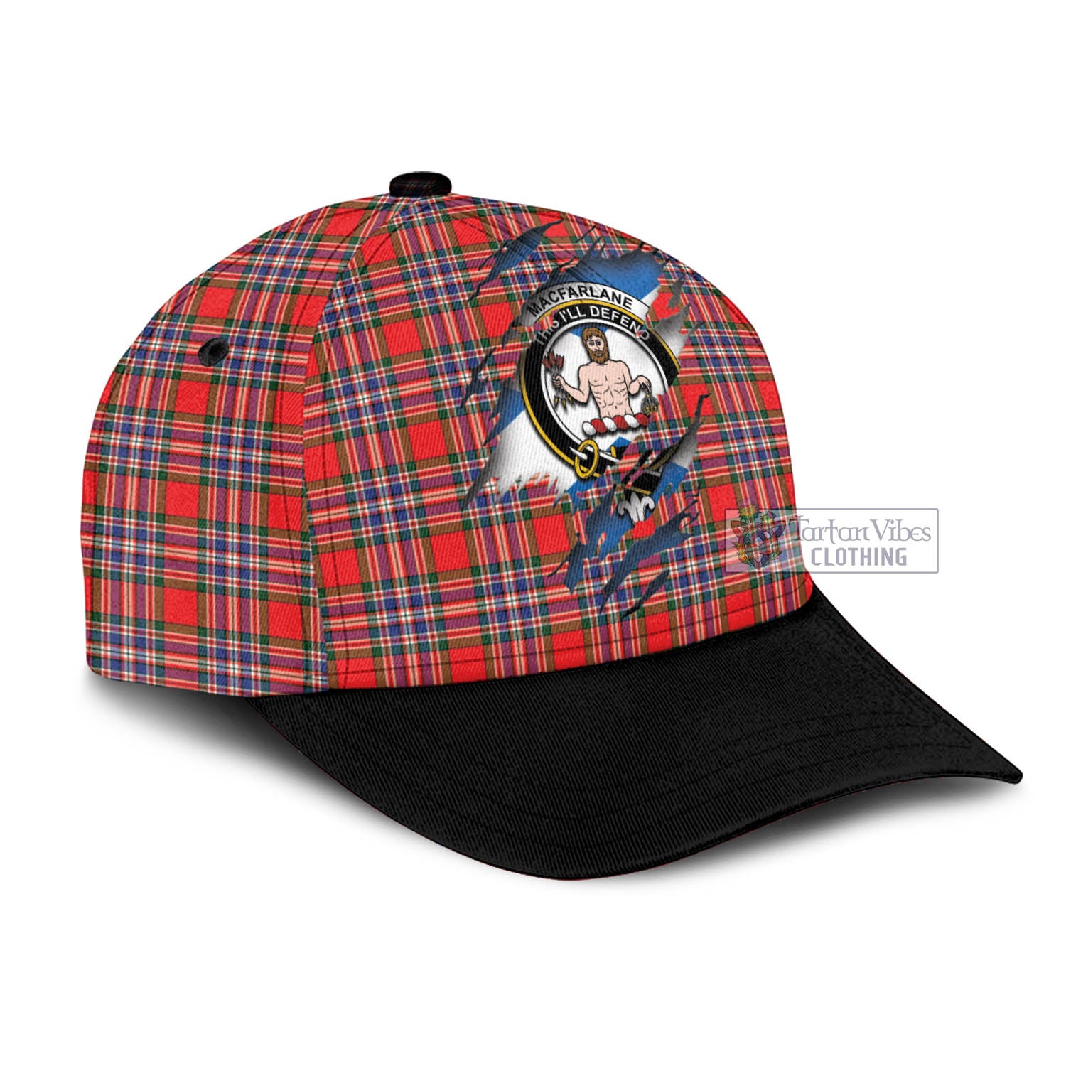 Tartan Vibes Clothing MacFarlane Modern Tartan Classic Cap with Family Crest In Me Style