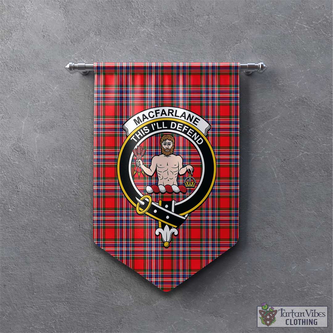 Tartan Vibes Clothing MacFarlane Modern Tartan Gonfalon, Tartan Banner with Family Crest