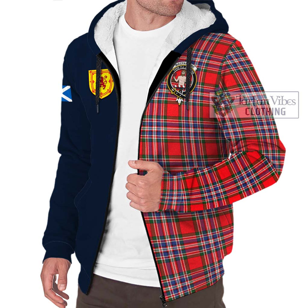 Tartan Vibes Clothing MacFarlane Modern Tartan Sherpa Hoodie with Scottish Lion Royal Arm Half Style