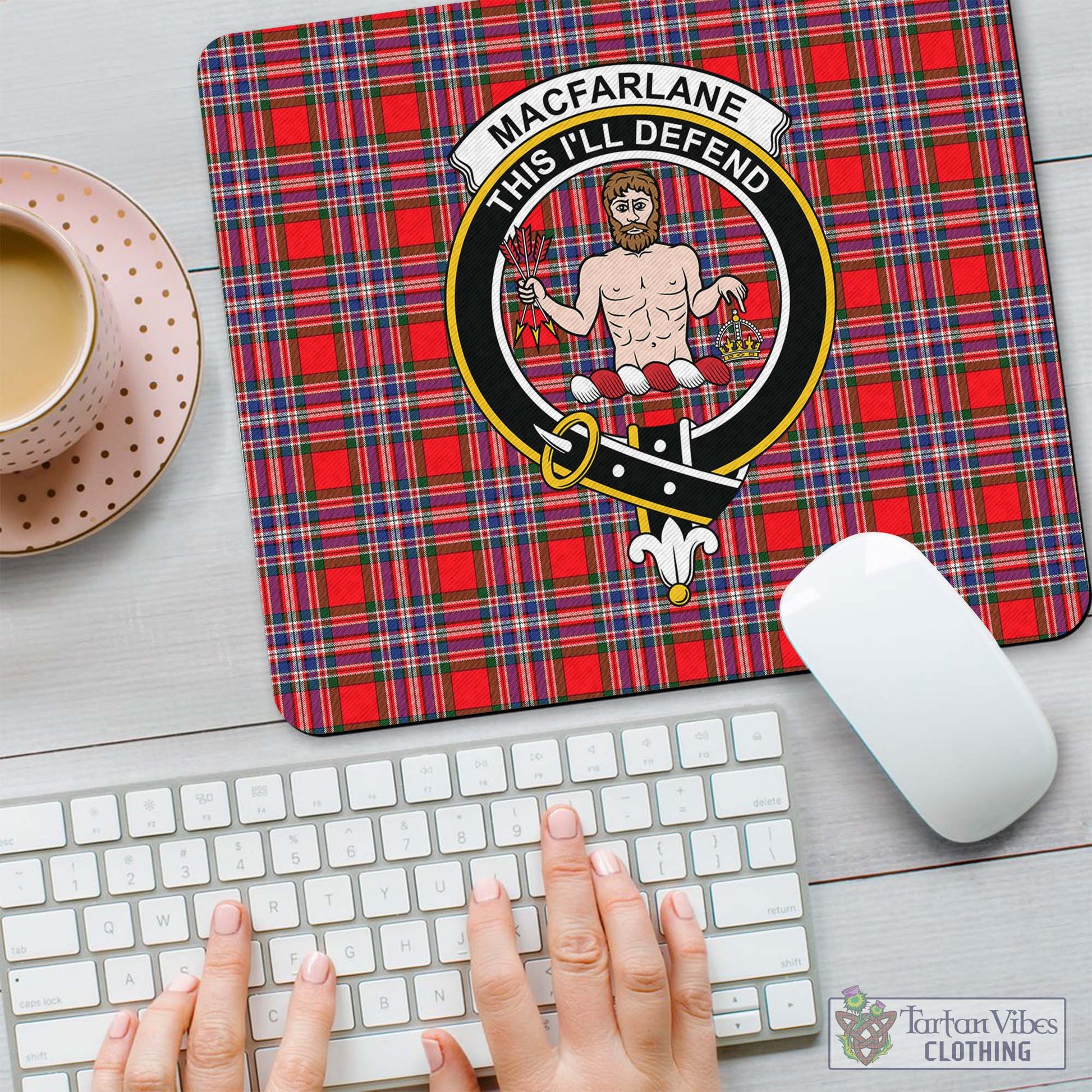 Tartan Vibes Clothing MacFarlane Modern Tartan Mouse Pad with Family Crest