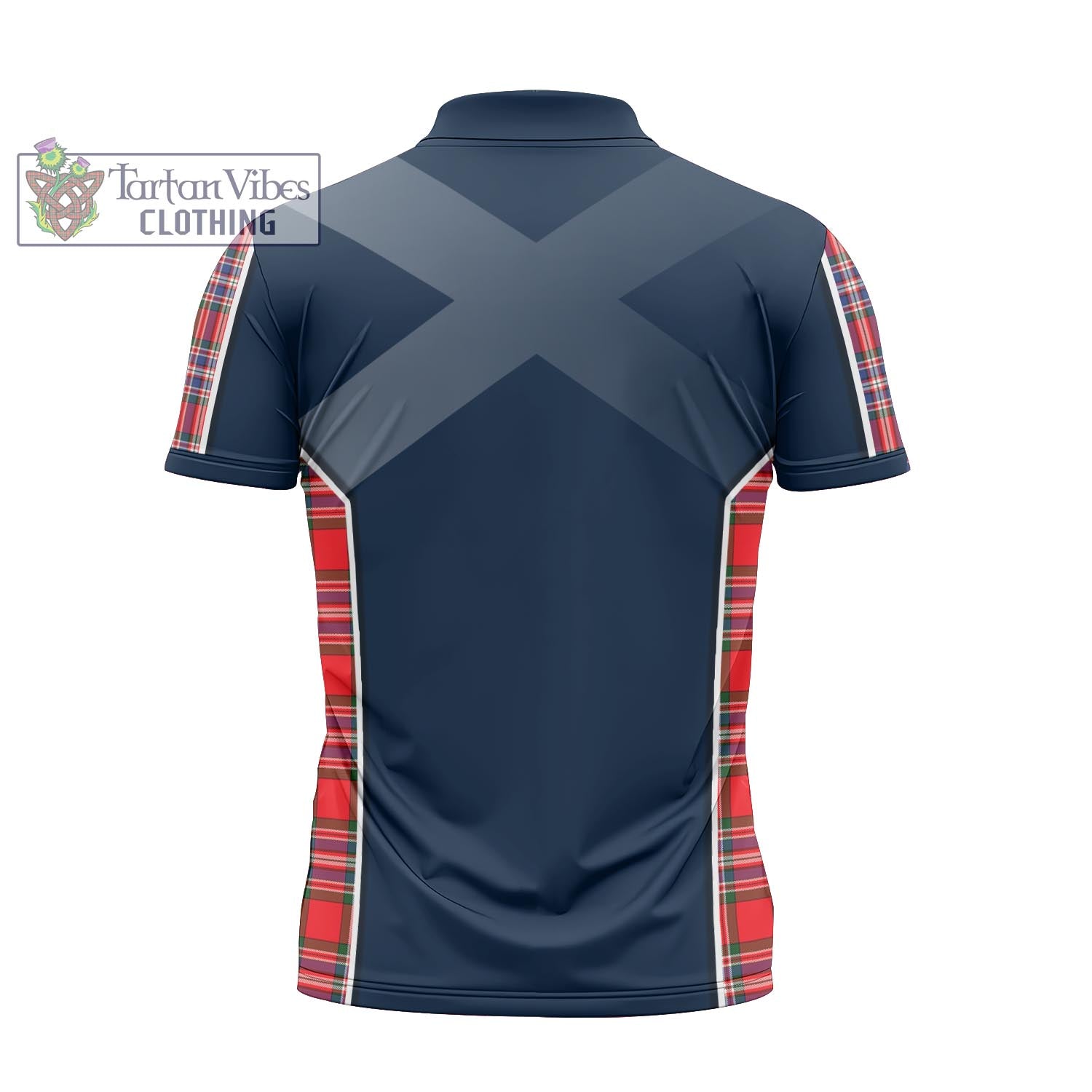 Tartan Vibes Clothing MacFarlane Modern Tartan Zipper Polo Shirt with Family Crest and Scottish Thistle Vibes Sport Style