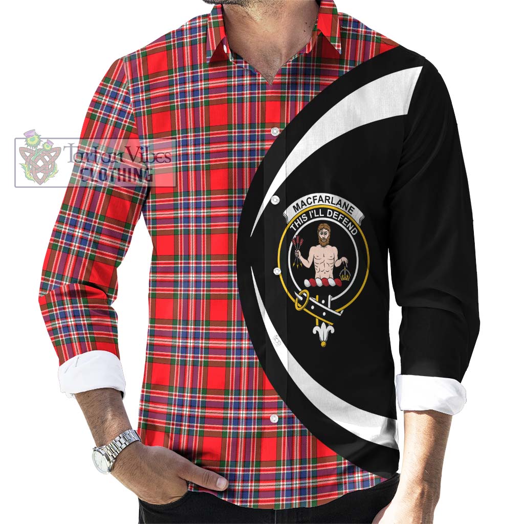 MacFarlane (McFarlane) Tartan Long Sleeve Button Up with Family Crest Circle Style - Tartan Vibes Clothing