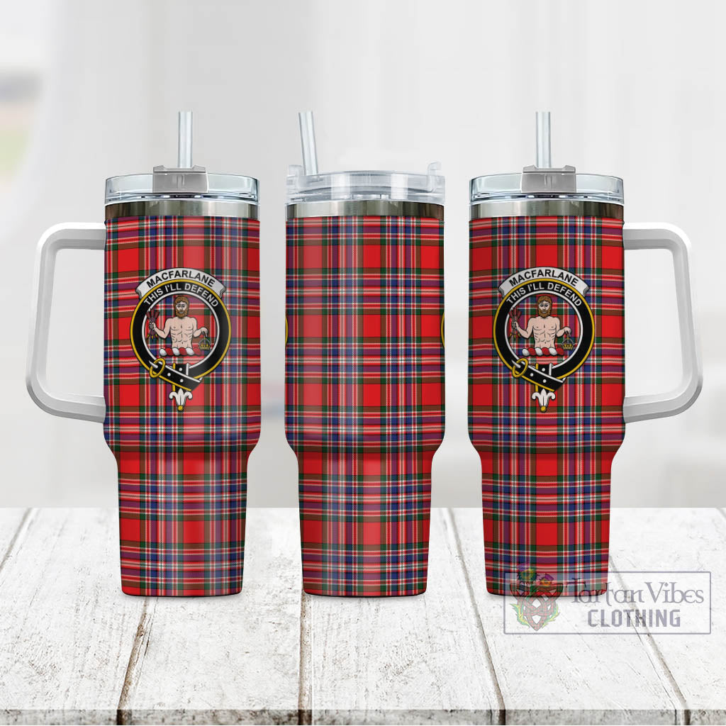 Tartan Vibes Clothing MacFarlane Modern Tartan and Family Crest Tumbler with Handle