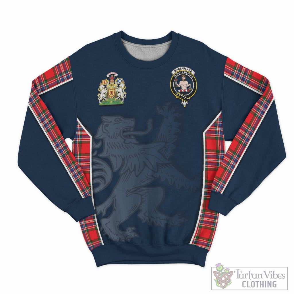 Tartan Vibes Clothing MacFarlane Modern Tartan Sweater with Family Crest and Lion Rampant Vibes Sport Style