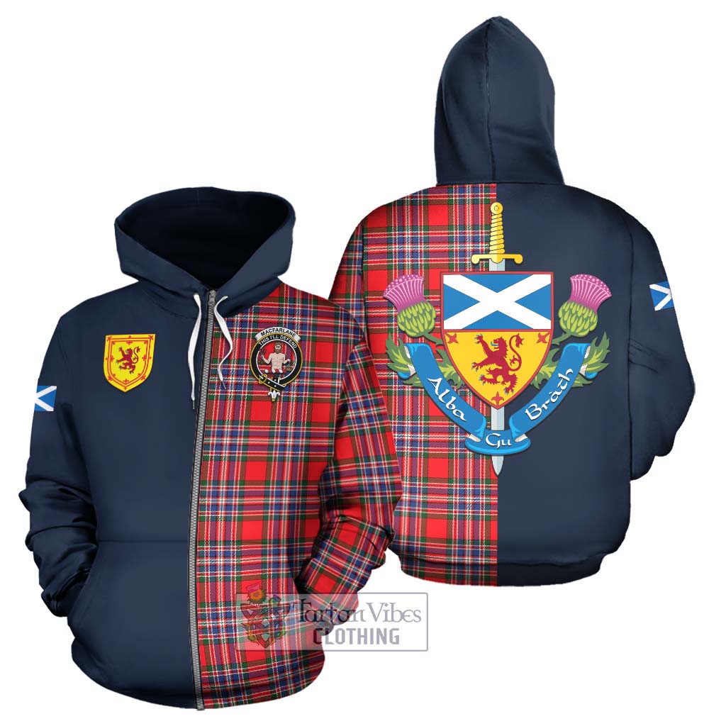 Tartan Vibes Clothing MacFarlane Modern Tartan Hoodie with Scottish Lion Royal Arm Half Style