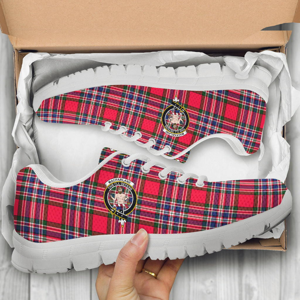 MacFarlane (McFarlane) Tartan Sneakers with Family Crest - Tartan Vibes Clothing