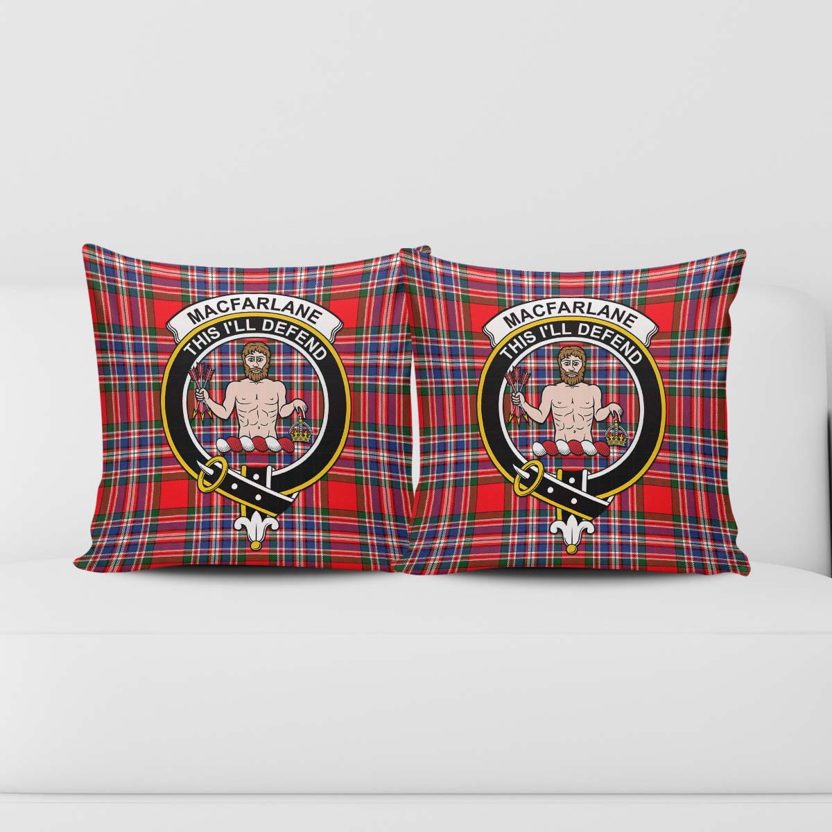 MacFarlane Modern Tartan Pillow Cover with Family Crest - Tartanvibesclothing