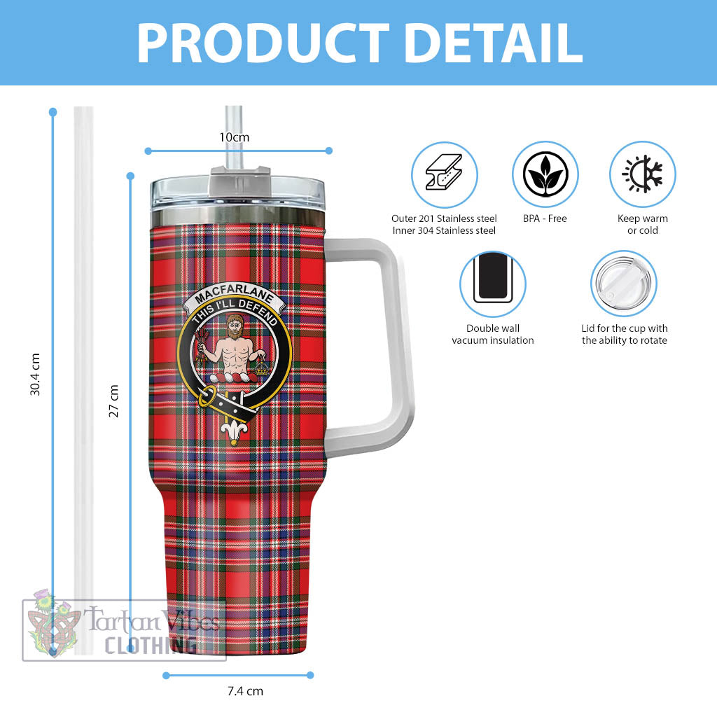 Tartan Vibes Clothing MacFarlane Modern Tartan and Family Crest Tumbler with Handle