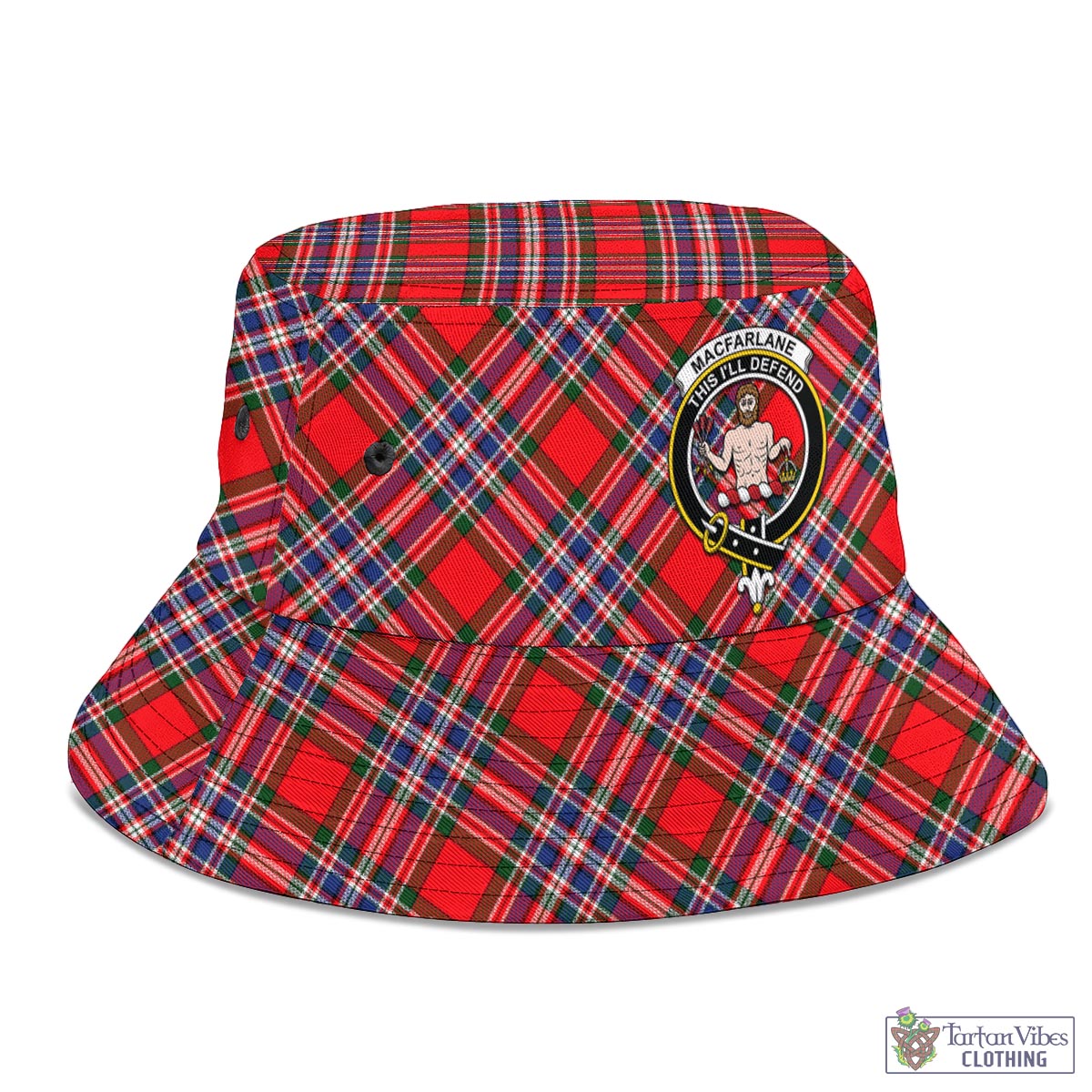 Tartan Vibes Clothing MacFarlane Modern Tartan Bucket Hat with Family Crest