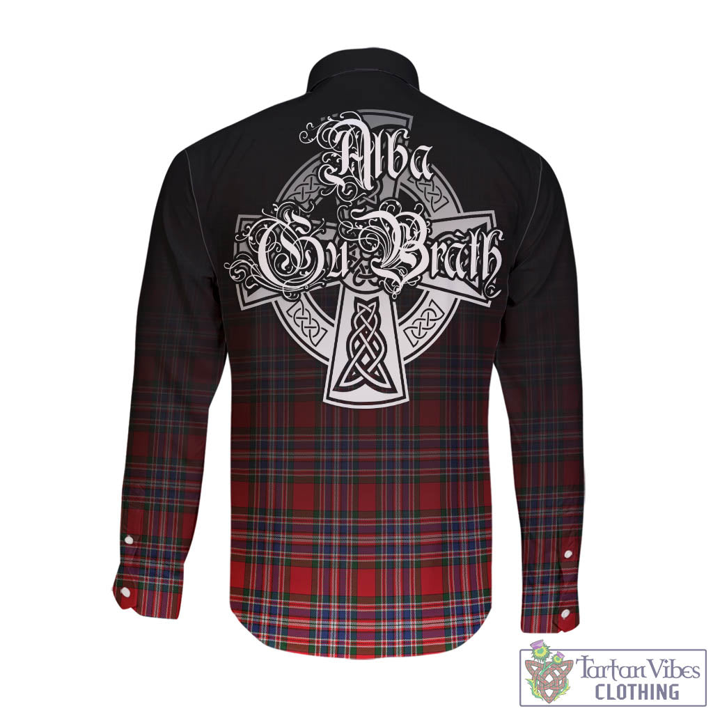 Tartan Vibes Clothing MacFarlane Modern Tartan Long Sleeve Button Up Featuring Alba Gu Brath Family Crest Celtic Inspired
