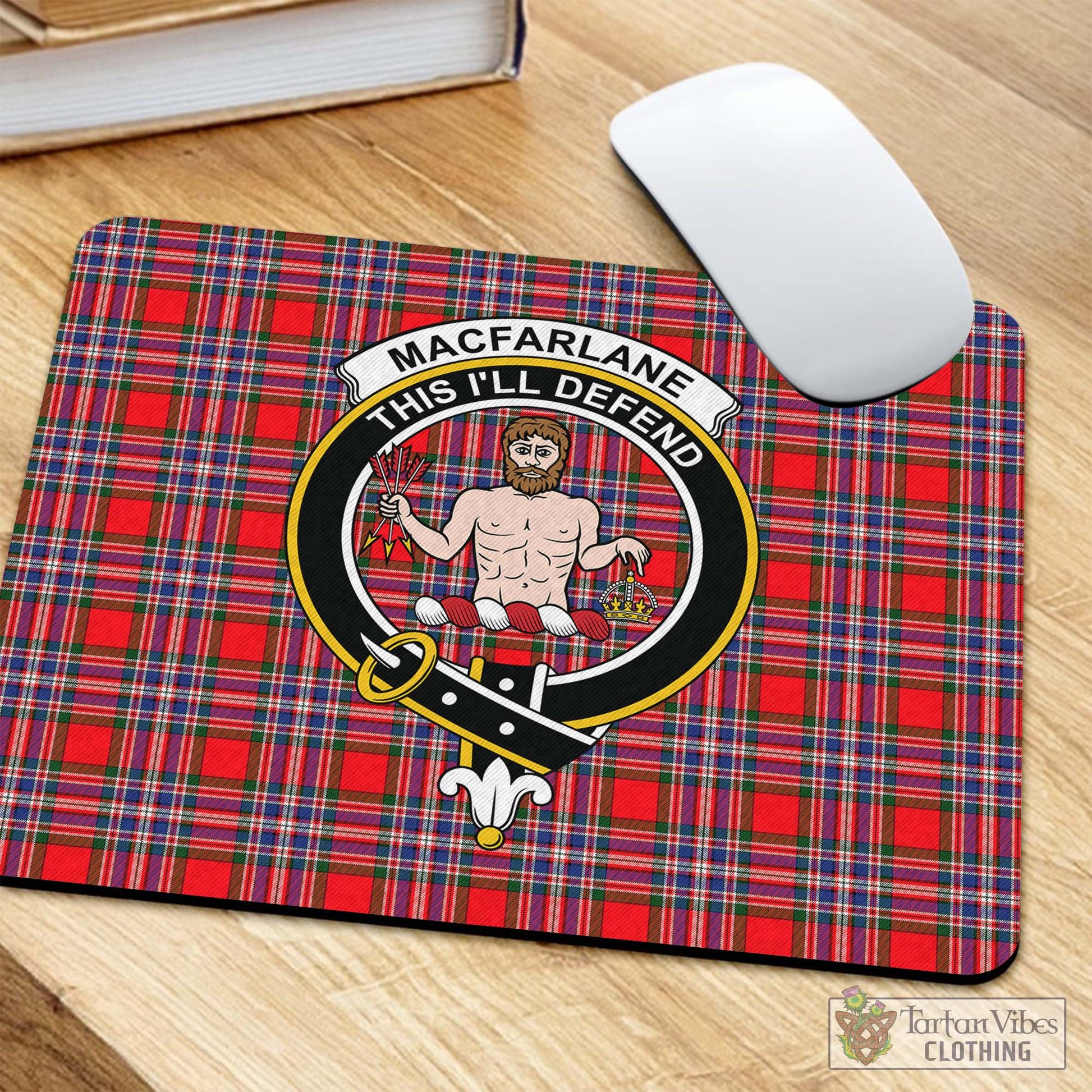 Tartan Vibes Clothing MacFarlane Modern Tartan Mouse Pad with Family Crest
