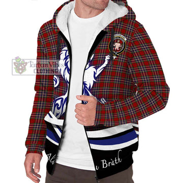 MacFarlane Red Tartan Sherpa Hoodie with Alba Gu Brath Regal Lion Emblem