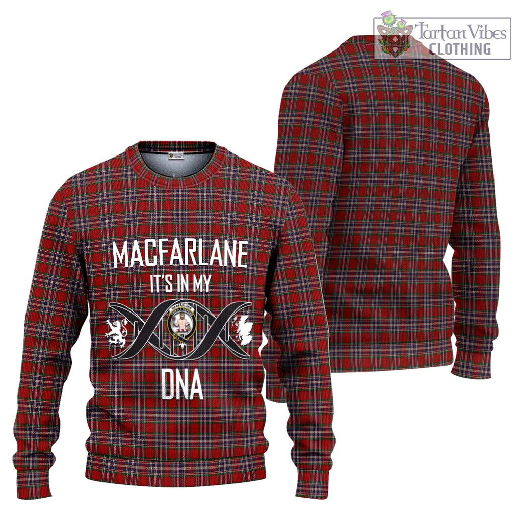 MacFarlane Red Tartan Knitted Sweater with Family Crest DNA In Me Style Unisex - Tartanvibesclothing Shop