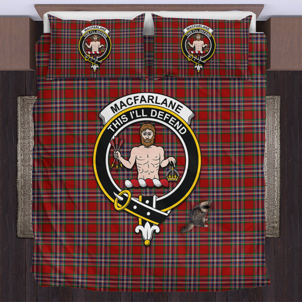 MacFarlane Red Tartan Bedding Set with Family Crest US Bedding Set - Tartan Vibes Clothing